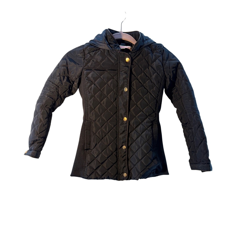 Ci SONO Kids Quilted Hooded Jacket Navy Blue Gold Buttons Girls Size‎ M 10